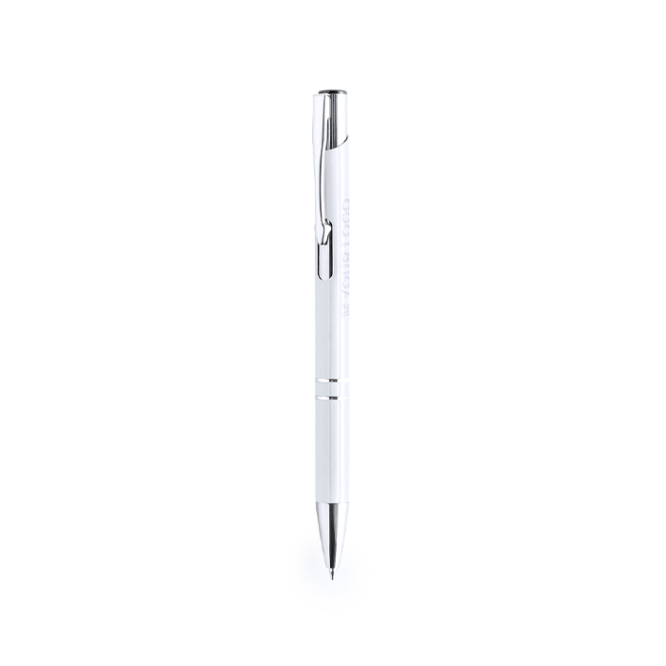 Aluminium klikpen met zilverkleurige details, zwarte inkt