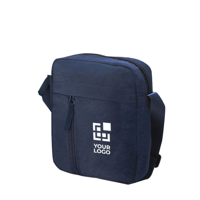 Schoudertas van soft nylon met voorvak en ritssluiting