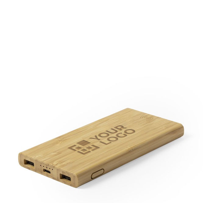 Externe powerbank van bamboe met draadloos opladen 6.000mAh