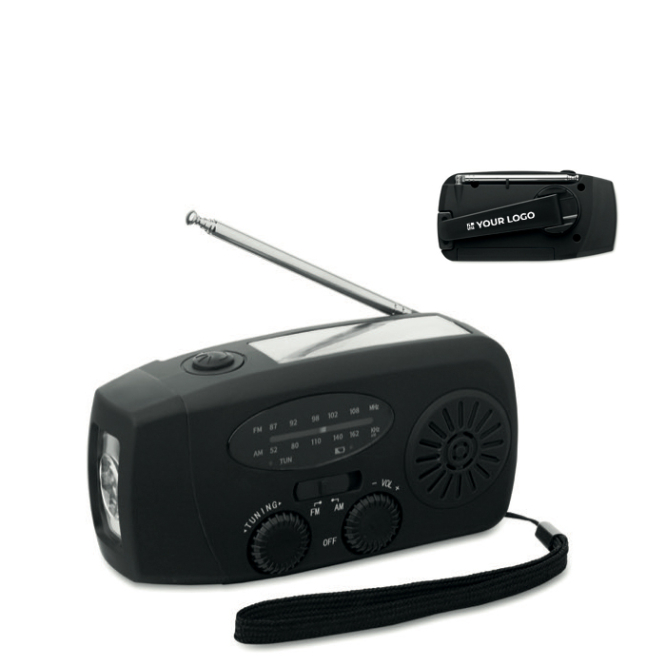 Draagbare zonne-energie radio met zaklamp en nood-powerbank