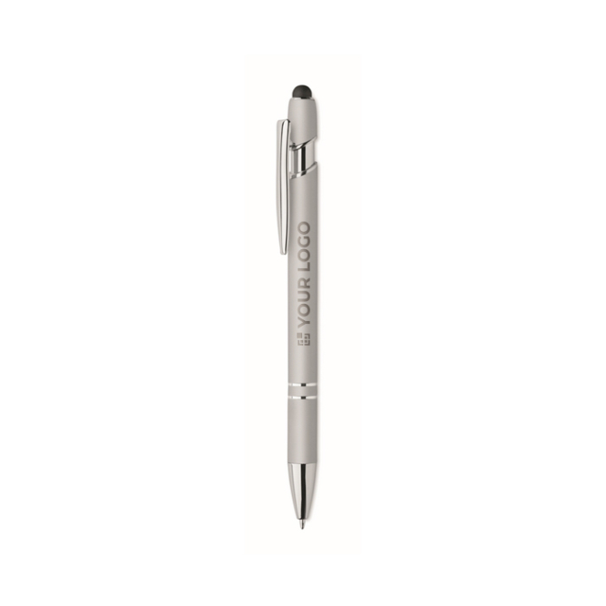 Gerecyclede aluminium pen met rubberen afwerking blauwe inkt
