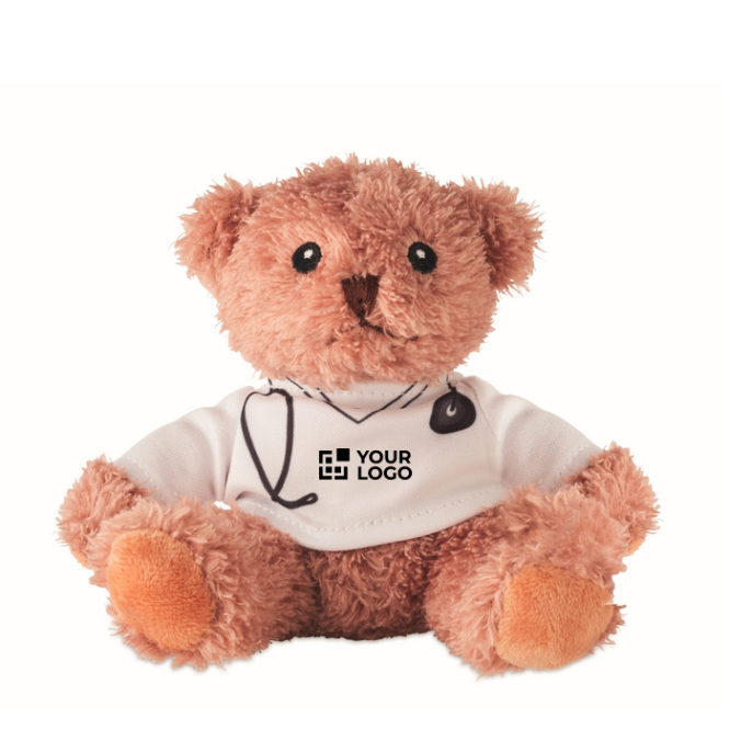 Medische polyester knuffel met bedrukt wit T-shirt