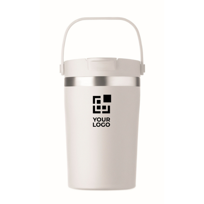 Dubbelwandige beker met handvat van gerecycled roestvrij staal 350 ml