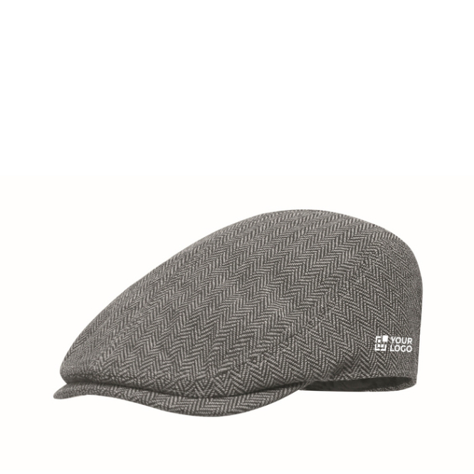 Platte baretpet van polyester met metalen gesp 335 g/m²