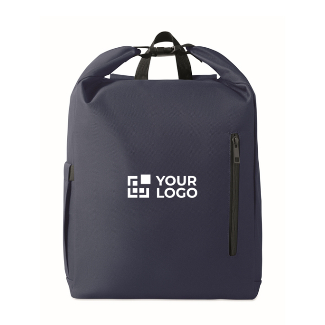 Roll-top RPET laptoprugzak met elastisch zijvak 15''