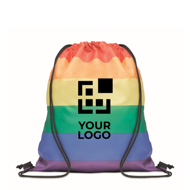 Regenboog touwtjes rugtas met logo 