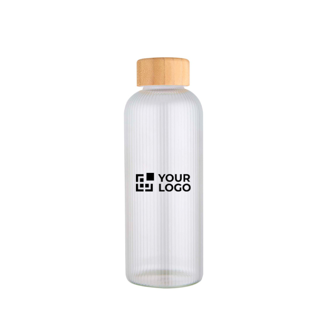Enkelwandige borosilicaatglazen fles met bamboe dop 650ml