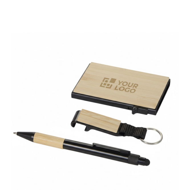 Zakelijke geschenkset met pen, RFID-kaarthouder en sleutelhanger