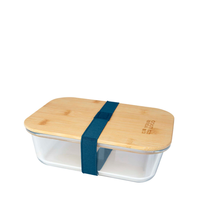 Glazen lunchbox met bamboe deksel en siliconen afdichting 1 L