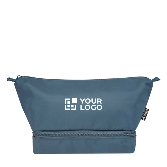 Toilettas van gerecycled polyester met groot ondervak 6 L