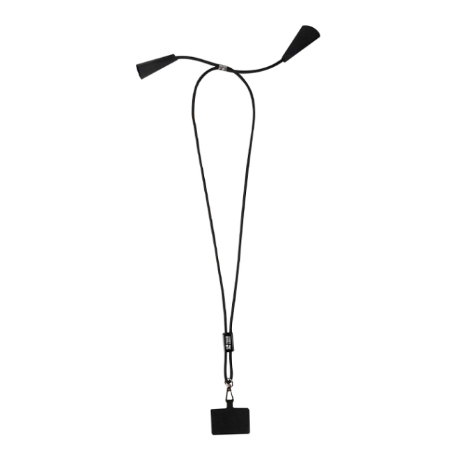 Lanyard voor smartphone van gerecycled plastic met 5-in-1 oplaadkabel