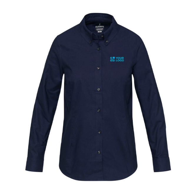 Oxford damesblouse met lange mouwen en rechte pasvorm