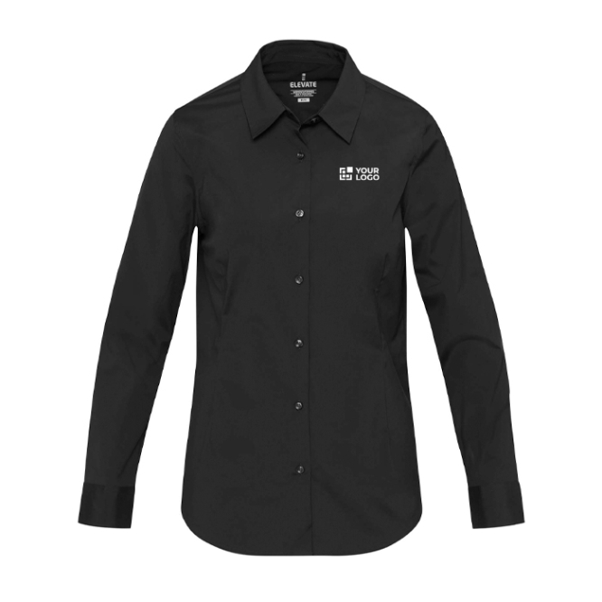 Popeline damesblouse met lange mouwen en rechte pasvorm