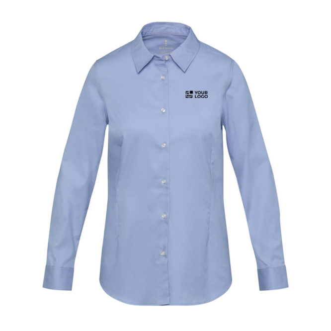 Dameskatoenen twill overhemd met lange mouwen 185 g/m2