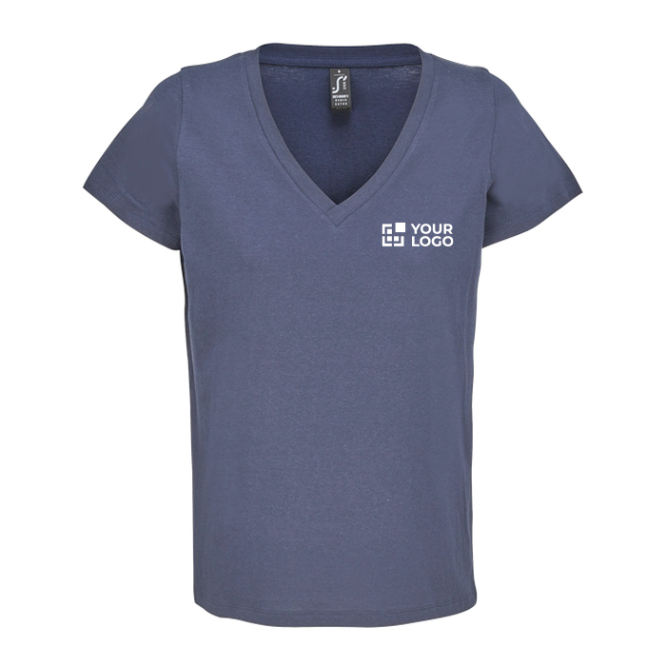 Dames T-shirt van halfgekamd katoen met V-hals SOL'S