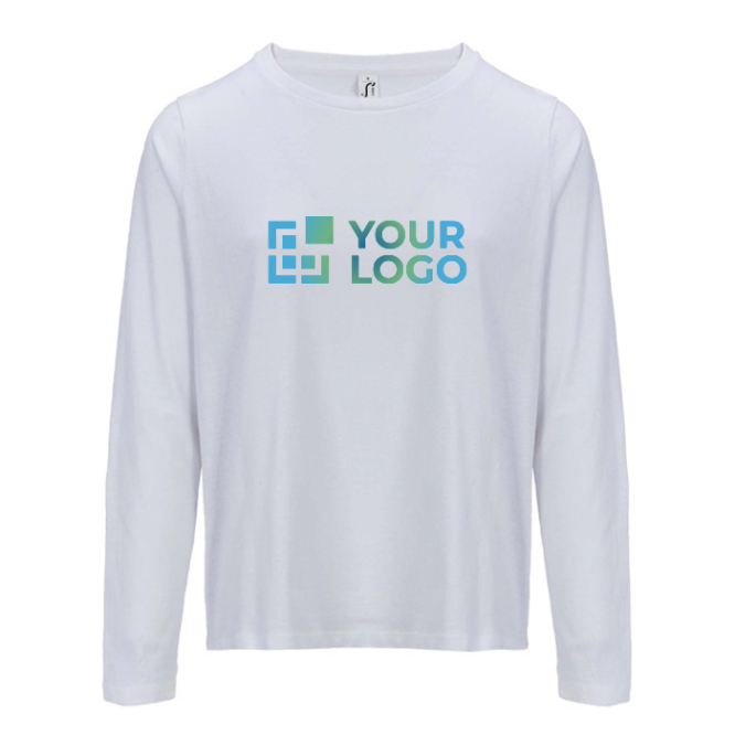 T-shirt met lange mouwen van halfgekamd katoen met ronde hals 