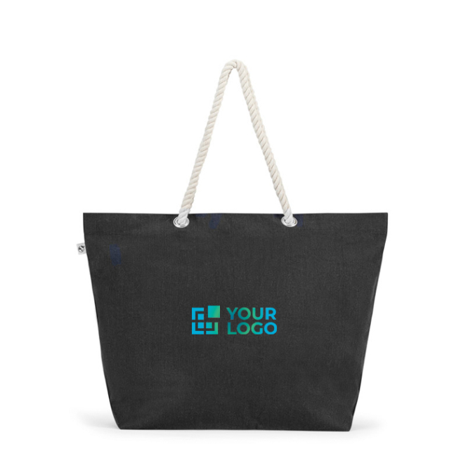 Strandtas van gerecycled katoen met lange hengsels 220 g/m2