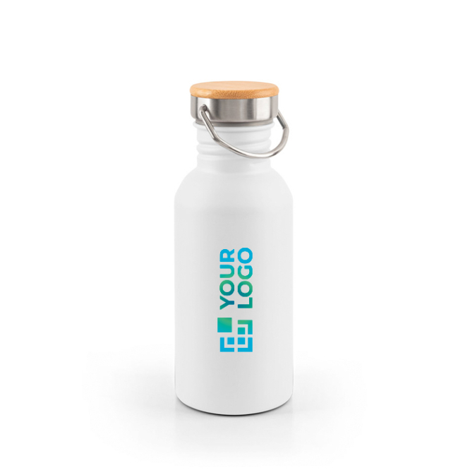 RVS-fles met bamboe dop met draaglus 580ml