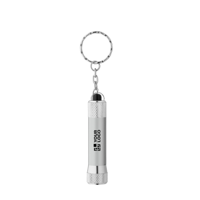 Sleutelhanger van deels gerecycled aluminium met LED-zaklamp