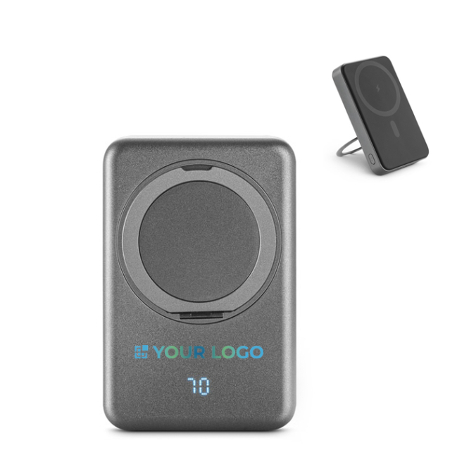 Magnetische eco powerbank met ringhouder, capaciteit 10.000 mAh