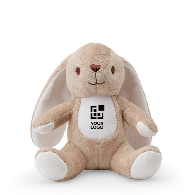 Polyester konijnenknuffel met personaliseerbare patch