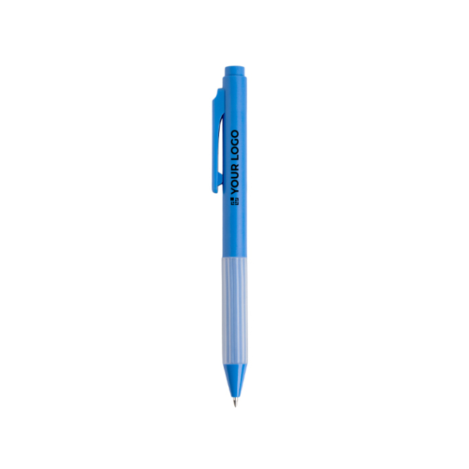 Eco-pen met siliconen grip en ribbels, zwart