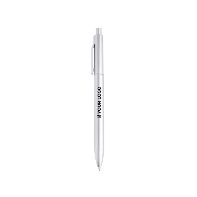 Eco-pen met geïntegreerde clip en reliëfstrepen, zwarte inkt