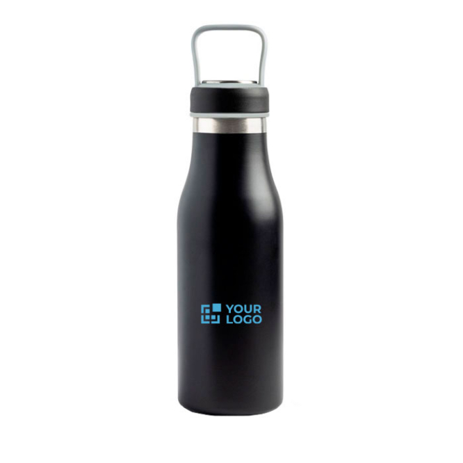 Thermosfles met compartiment in de dop en draaghandvat 510 ml met jouw bedrukking