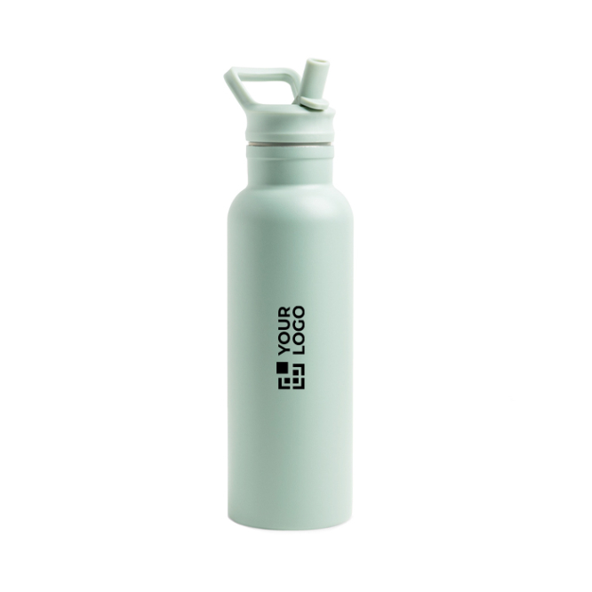 RVS thermosfles met vast handvat en inklapbaar rietje 500 ml