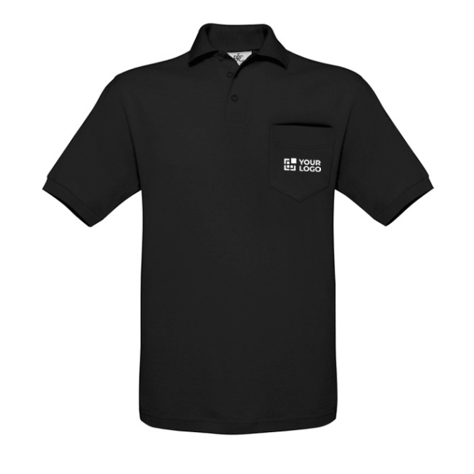 Poloshirt van 100% katoen voor heren met korte mouwen 180 g/m² B&C met logo op borstzakje
