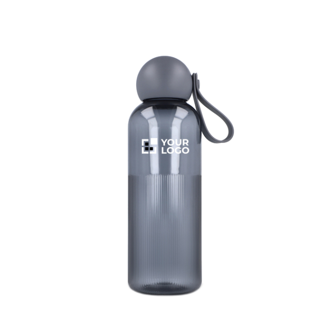 Effen plastic fles met ronde dop en draaglus 600 ml