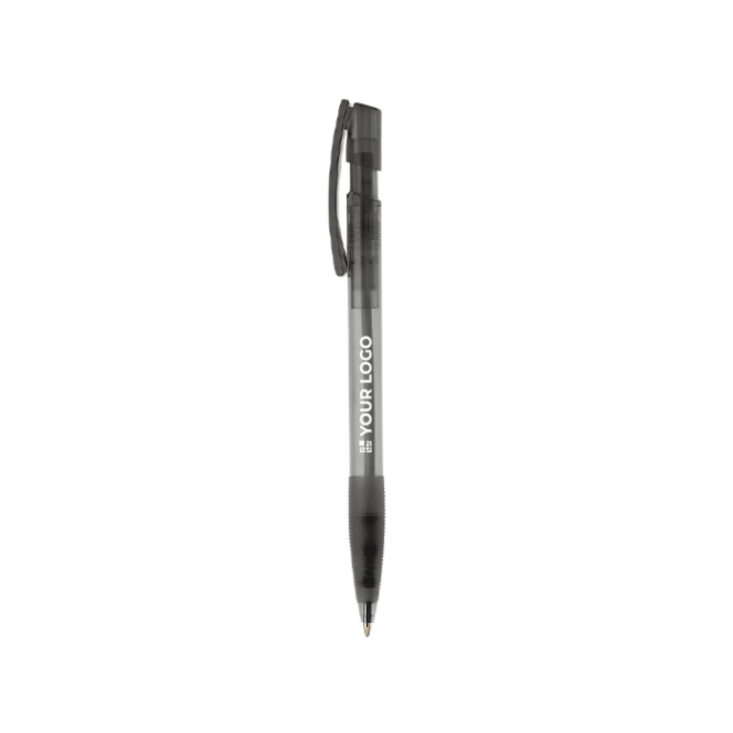 Transparante plastic pen met hervulbare blauwe inkt