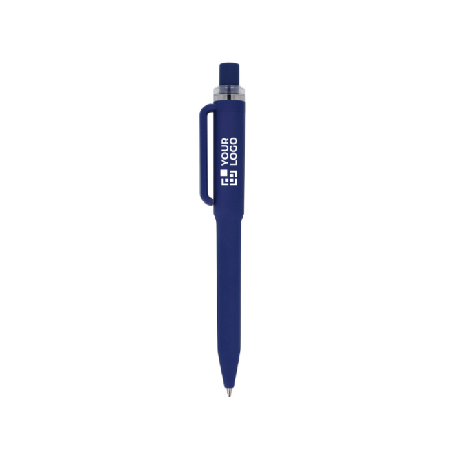 Balpen van gerecycled plastic met zachte afwerking en blauwe inkt