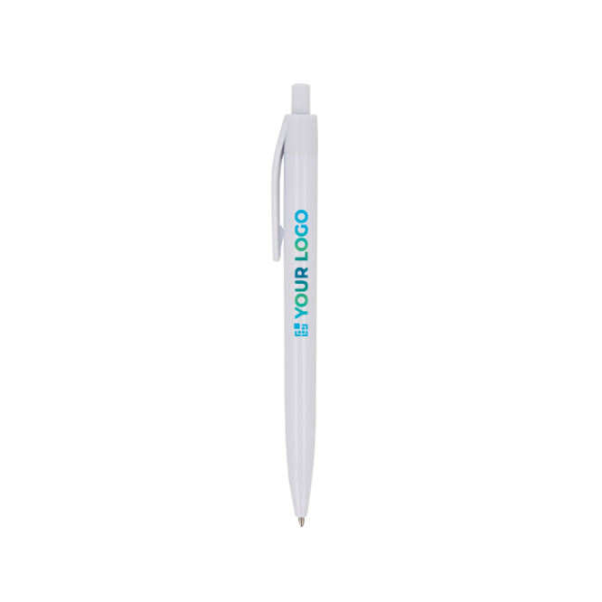 Plastic pen met blauwe inkt om te bedrukken