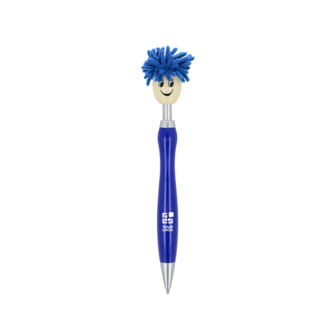 Klikpen met origineel draaiend pluizig design, blauwe inkt