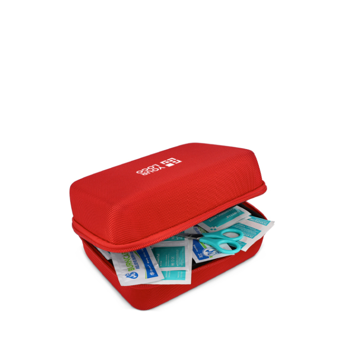 EHBO-kit met zachte rubberen etui met EU-certificaat