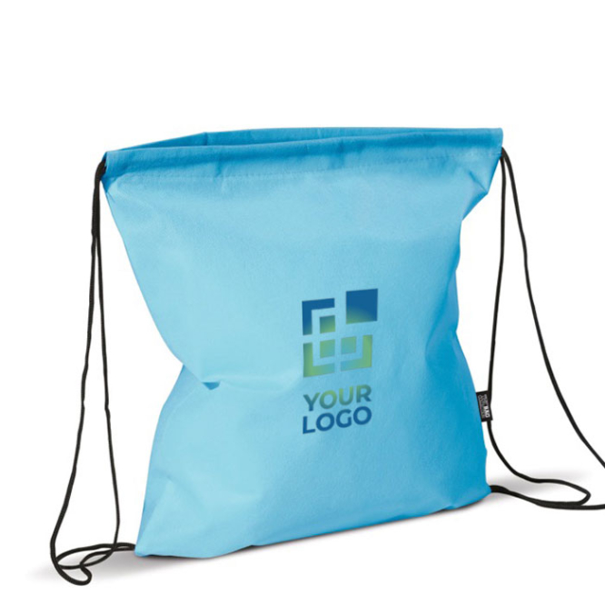 Non-woven koordrugzak in kleuren met zwarte koorden 75 g/m2 met jouw bedrukking