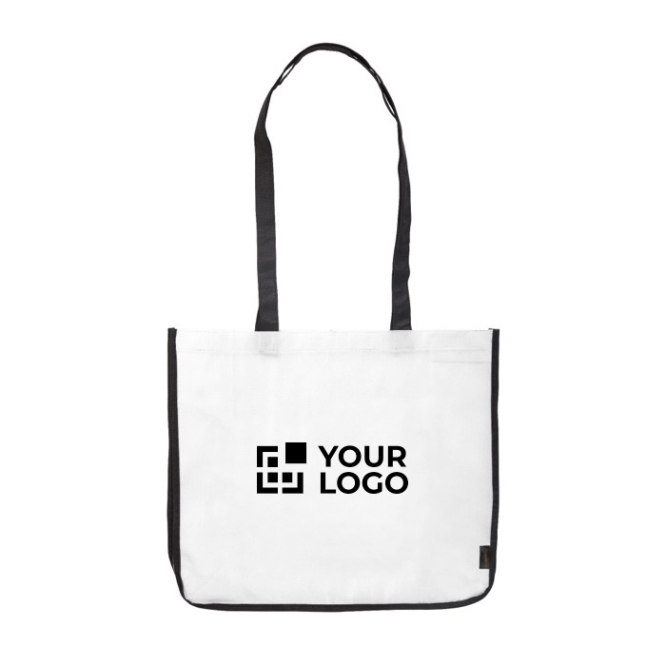 Gelamineerde non-woven tas in kleuren met zwarte zijkanten voor je logo