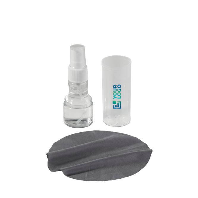 Plastic dispenser met 30 ml schermreiniger en microvezeldoek