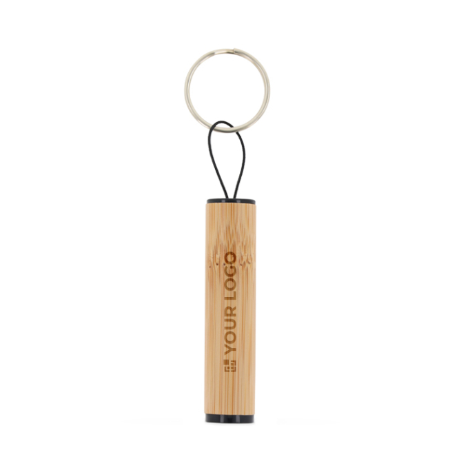 Sleutelhanger met mini-zaklamp en bamboe behuizing