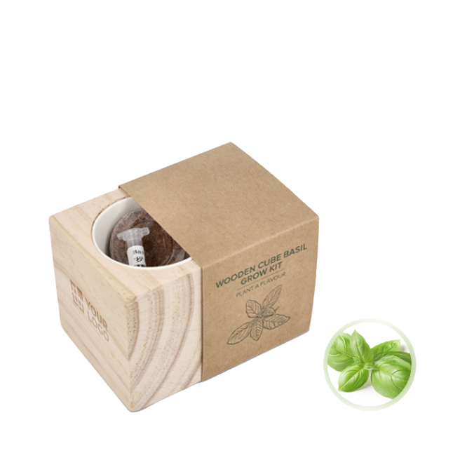 Basilicum kweekset met pot en kokossubstraat