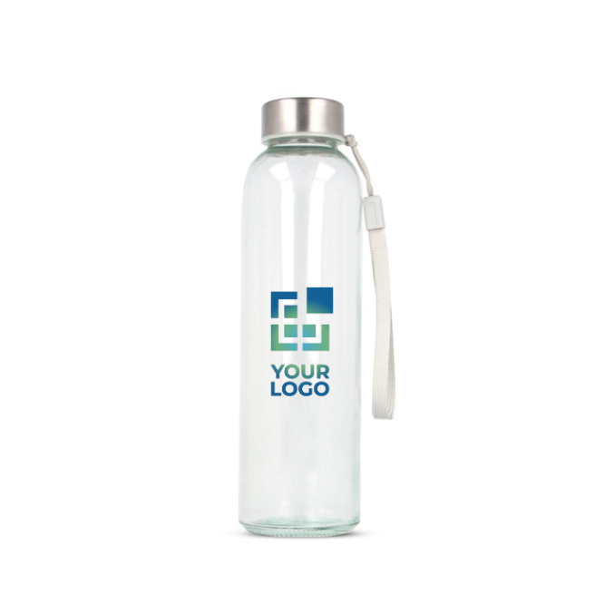 Transparante glazen fles met lekvrije dop en draaglus 500 ml