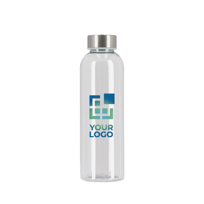 Fles van gerecycled plastic met zilverkleurige dop 500 ml