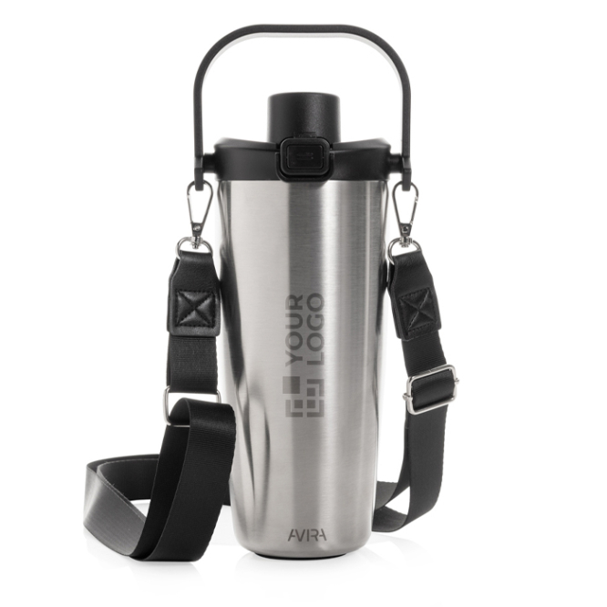 Thermosfles van gerecycled roestvrij staal met koord 600 ml