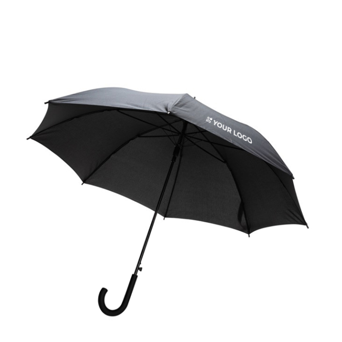 Impact rPET stormparaplu met logo in zwart
