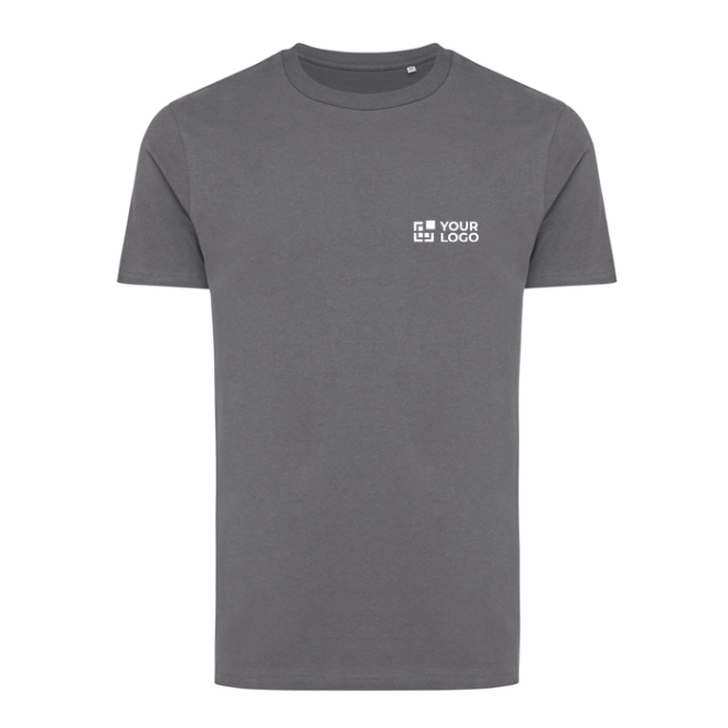 T-shirt van gerecycled en bio katoen 180 g/m2 Iqoniq Bryce kleur grijs met ruimte voor logo