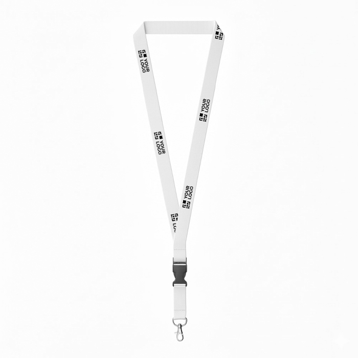Custom made afneembare lanyard van biologisch katoen met karabijnhaak
