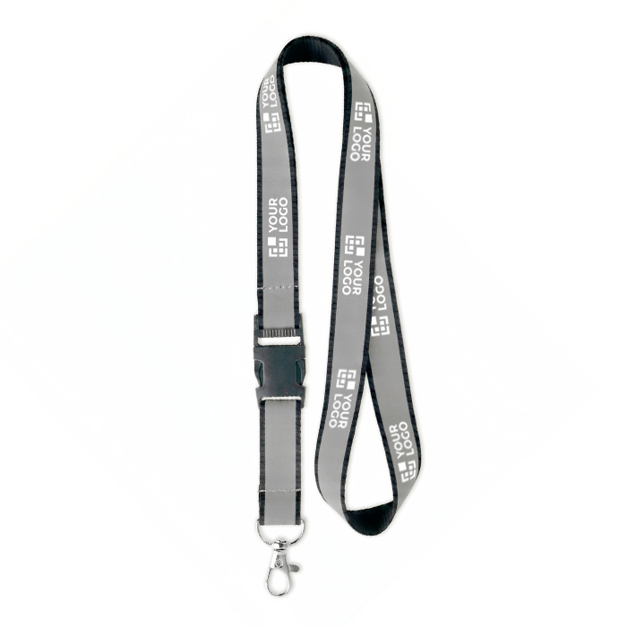 Custom made afneembare lanyard met grijze reflecterende coating