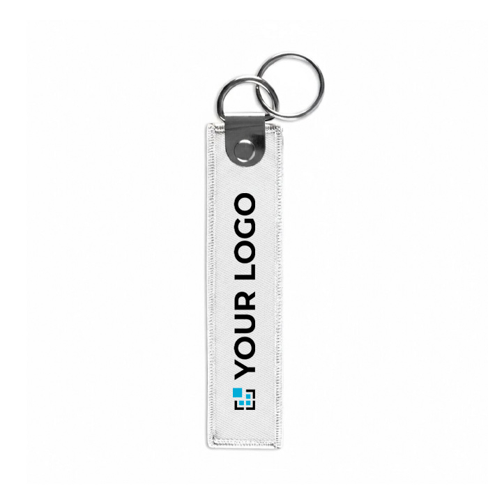 Geborduurd polyester label met dubbele ring, customizebaar