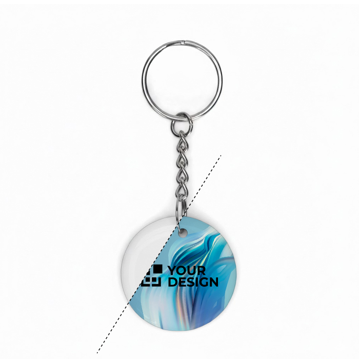 Ronde PVC-sleutelhanger met NFC, te voorzien van logo